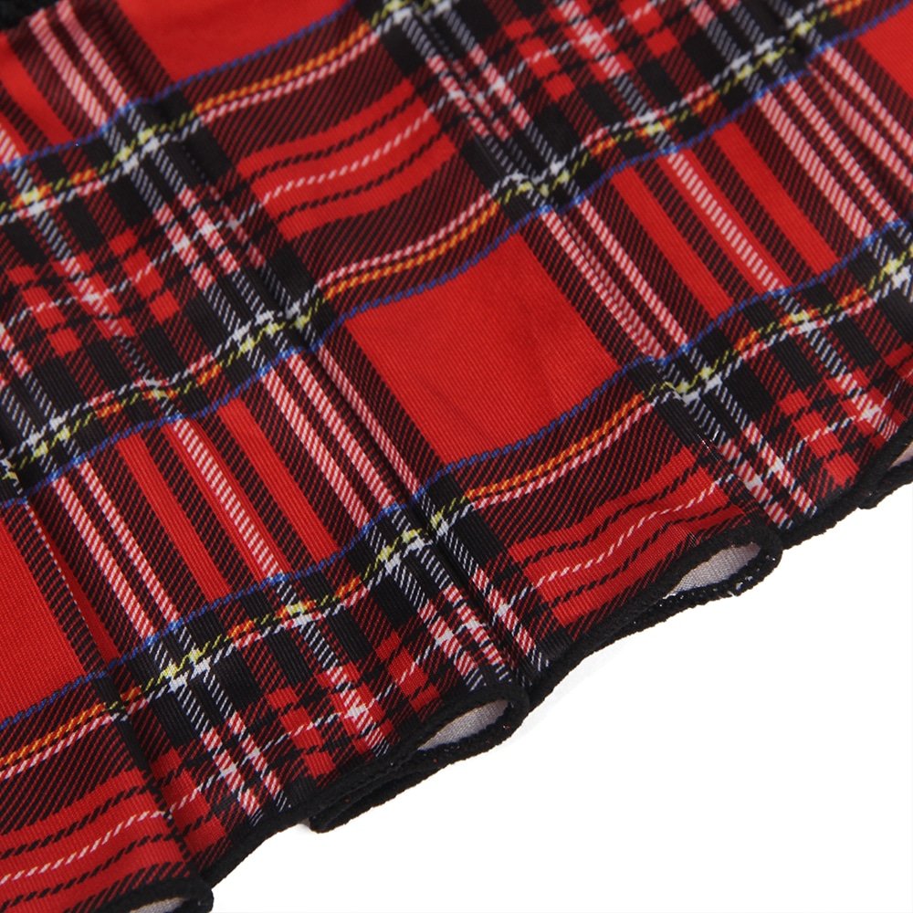 Sexy Red Plaid Bra Set College Style Cosplay Suit - Image 10