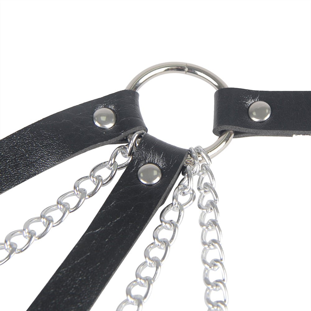 Wild black punk bondage belt with metal pin buckle - Image 8