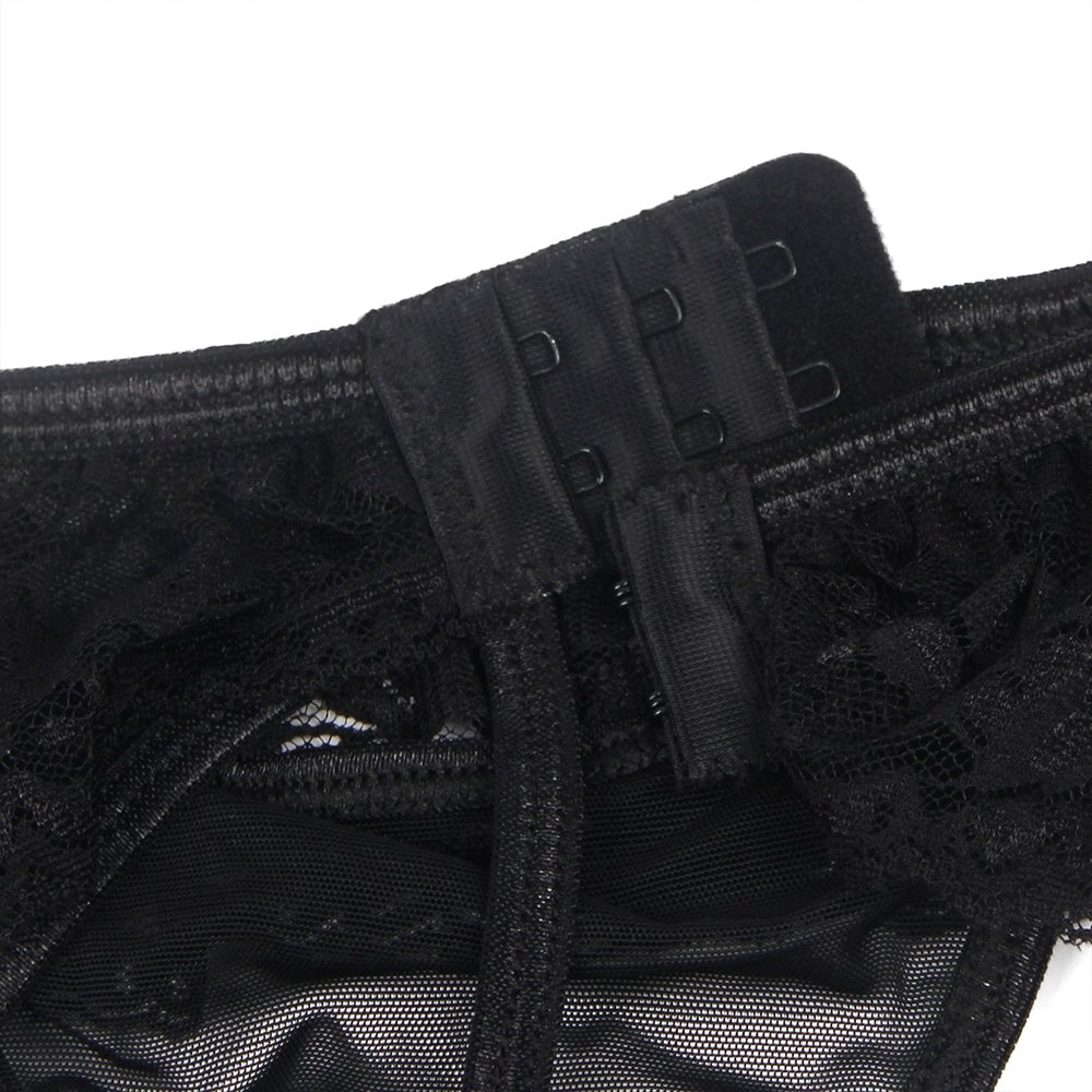 Black Transparent Lace Garter Panties - Image 10