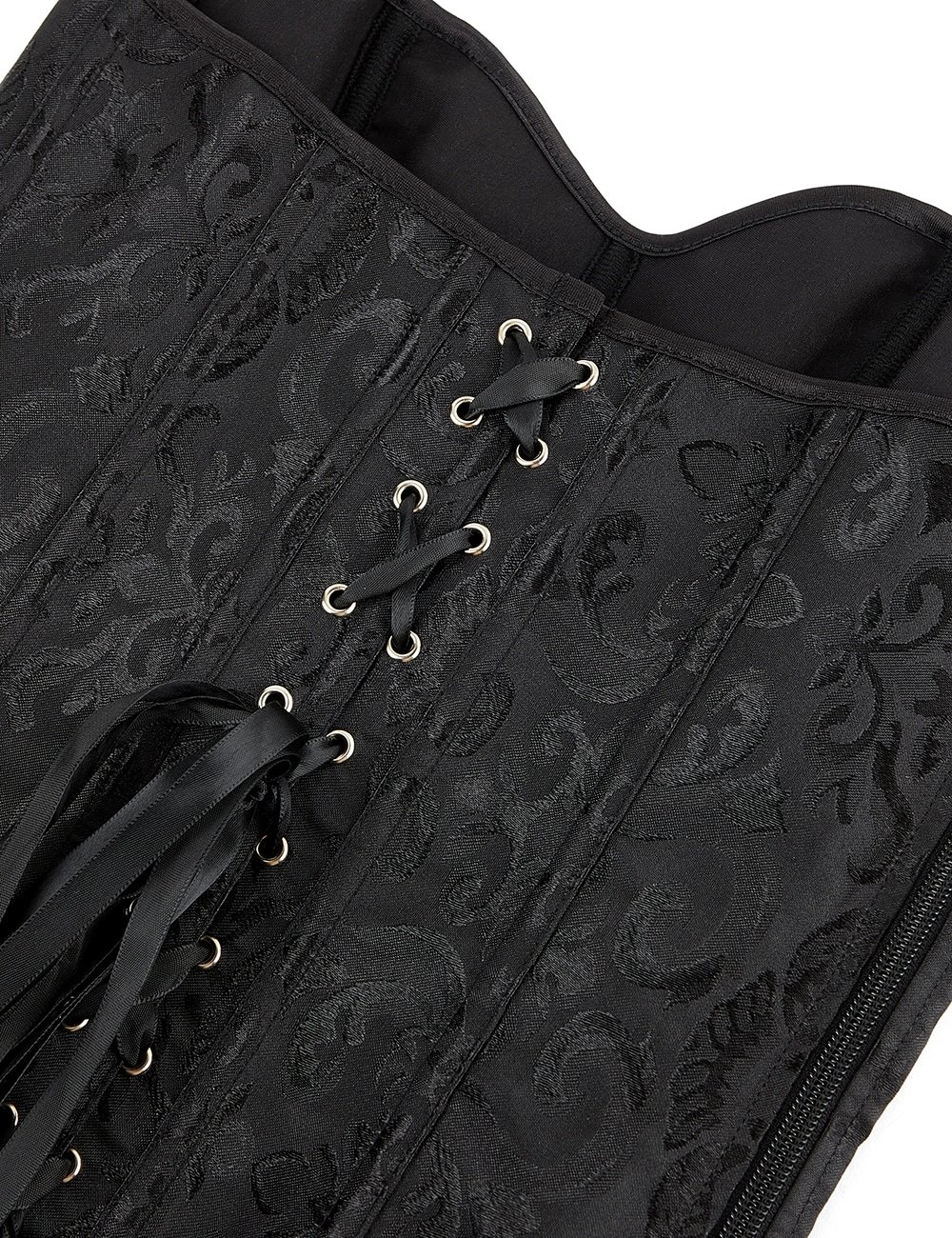 Black off Shoulder 12 Pieces Plastic Bones Corsets With Panties - Image 14