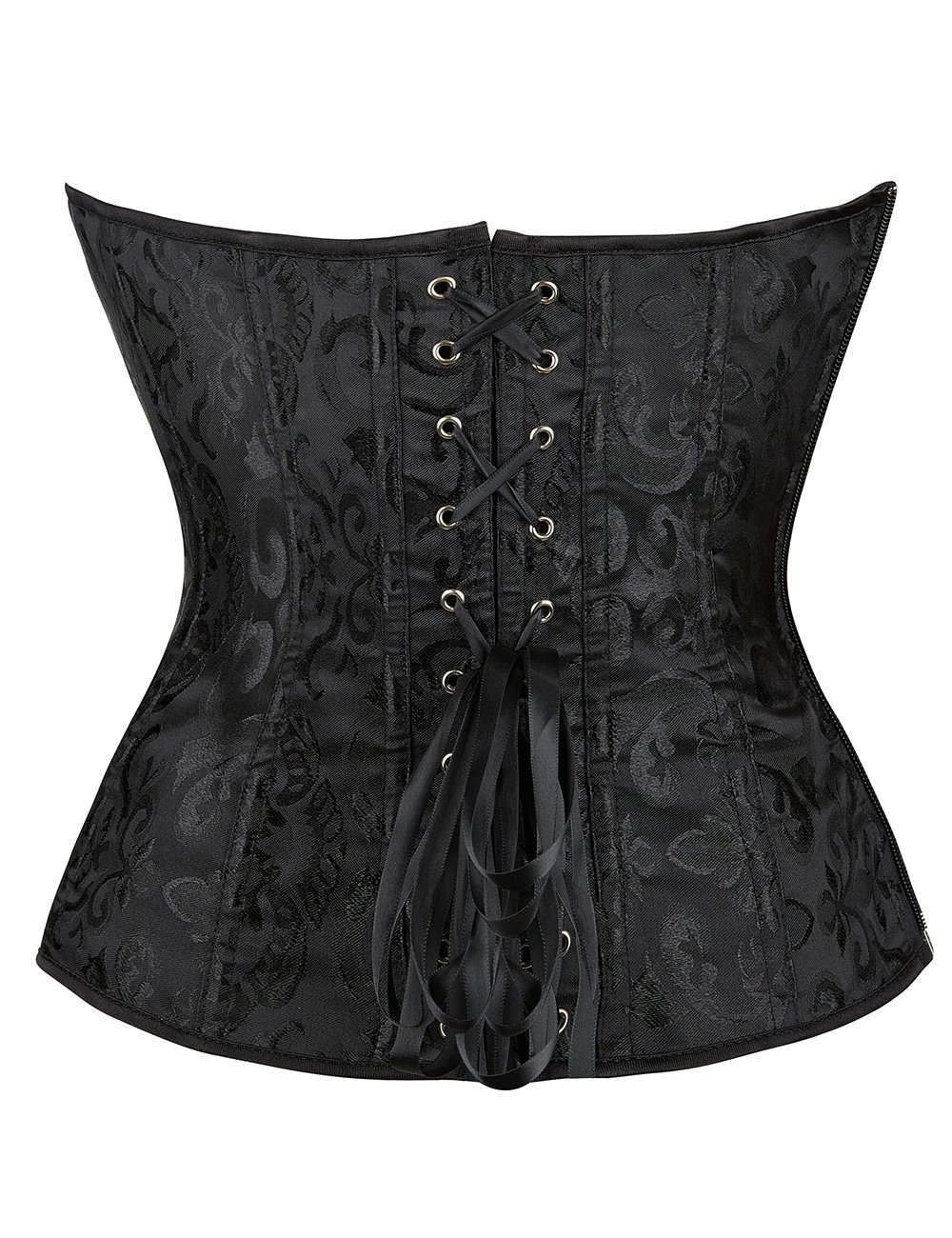 Black off Shoulder 12 Pieces Plastic Bones Corsets With Panties - Image 11