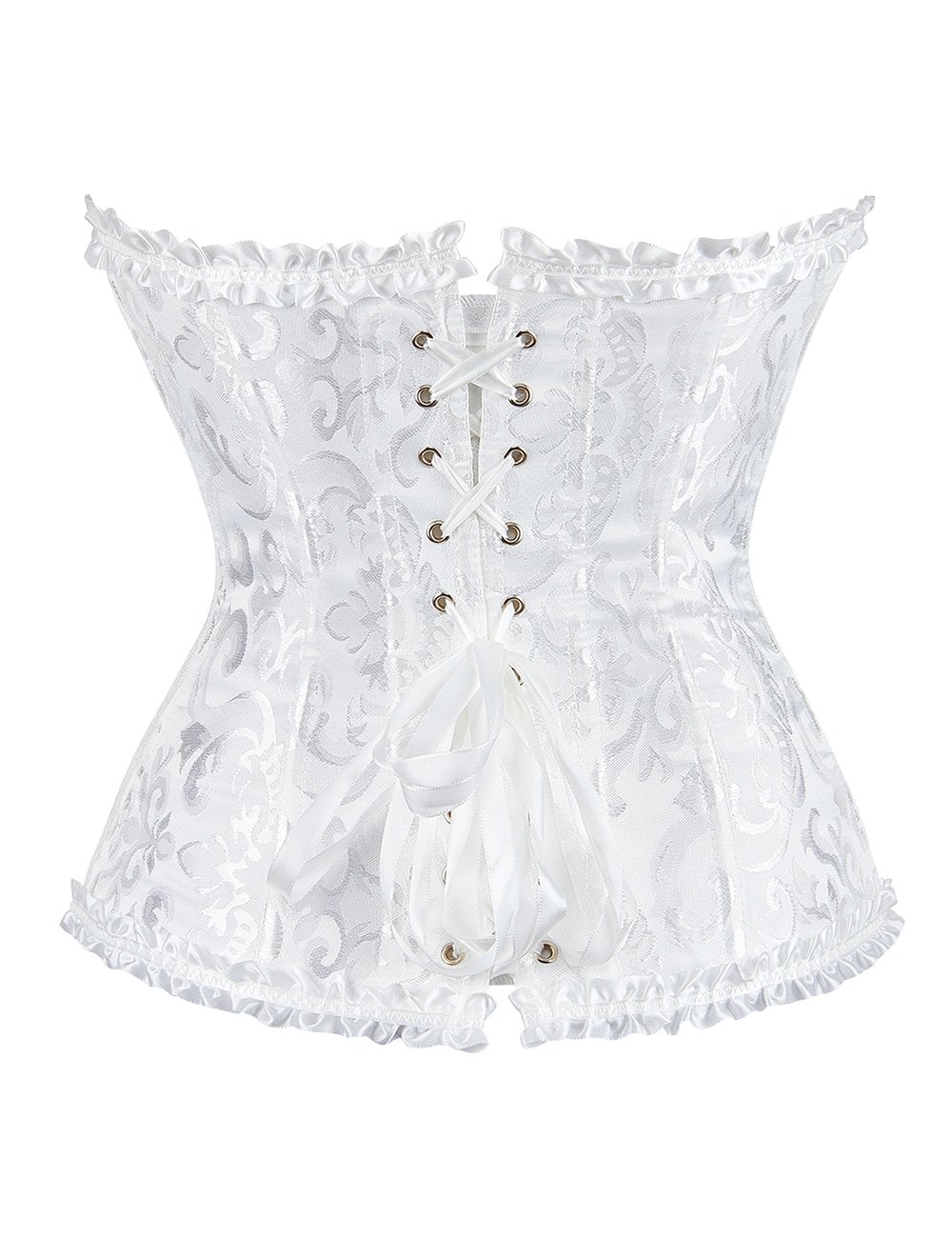 12 Pieces Soft Steel Bones White Sexy Jacquard Palace Style Corset - Image 6