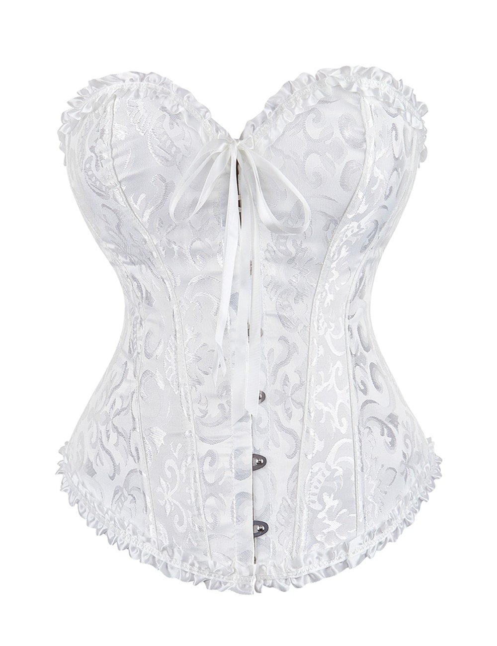 12 Pieces Soft Steel Bones White Sexy Jacquard Palace Style Corset - Image 3
