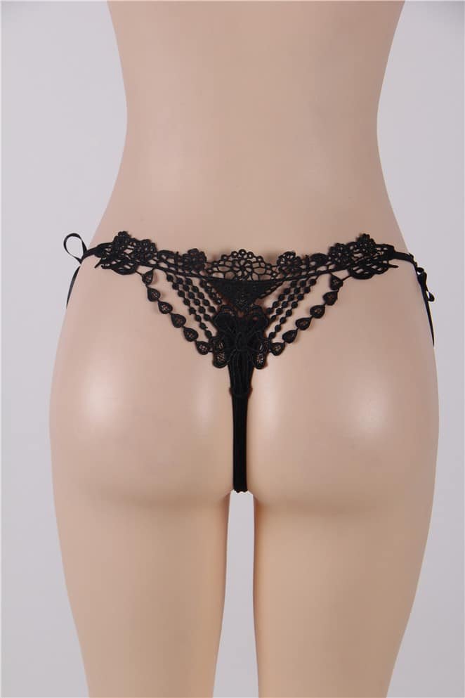 Sexy Black Embroidered & Beaded Lady Panty - Image 5