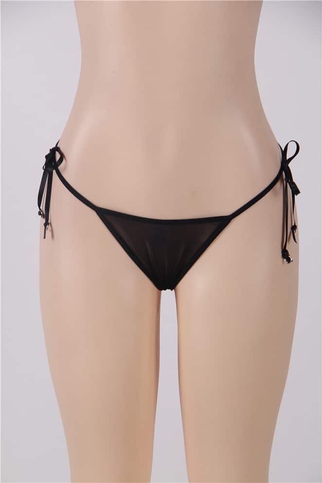 Sexy Black Embroidered & Beaded Lady Panty - Image 3