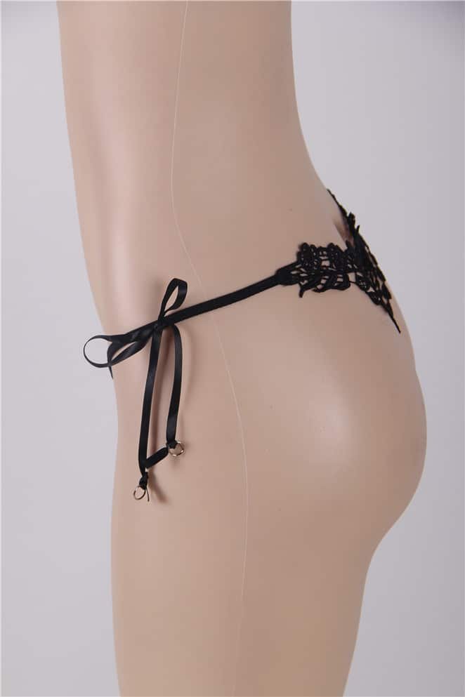 Sexy Black Embroidered & Beaded Lady Panty - Image 4