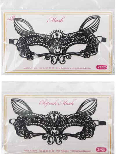2Pcs Enchanting Black Lace Fox Eye Mask