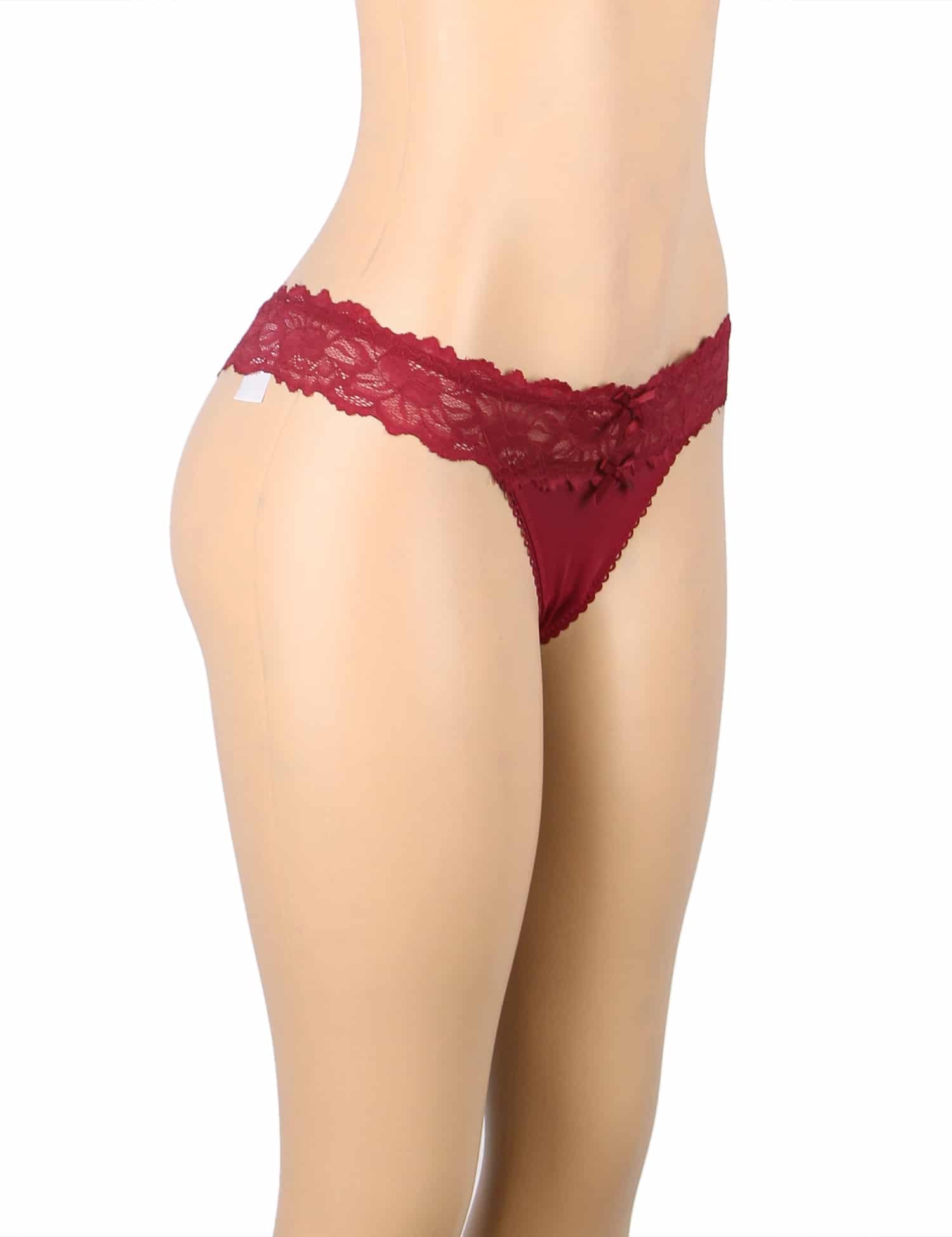 High Quality Burgundy Sexy Floral Lace Panty - Image 10