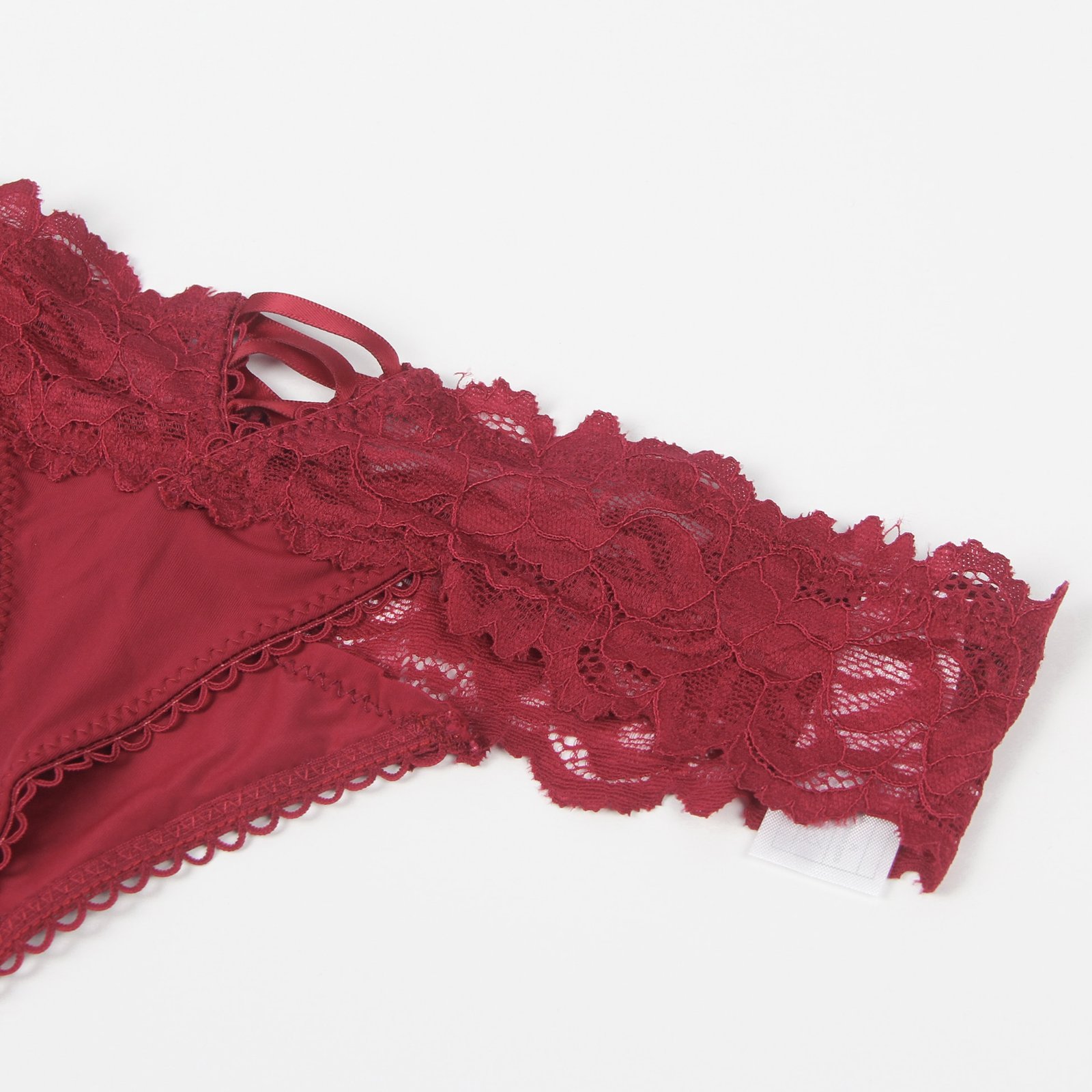 High Quality Burgundy Sexy Floral Lace Panty - Image 14