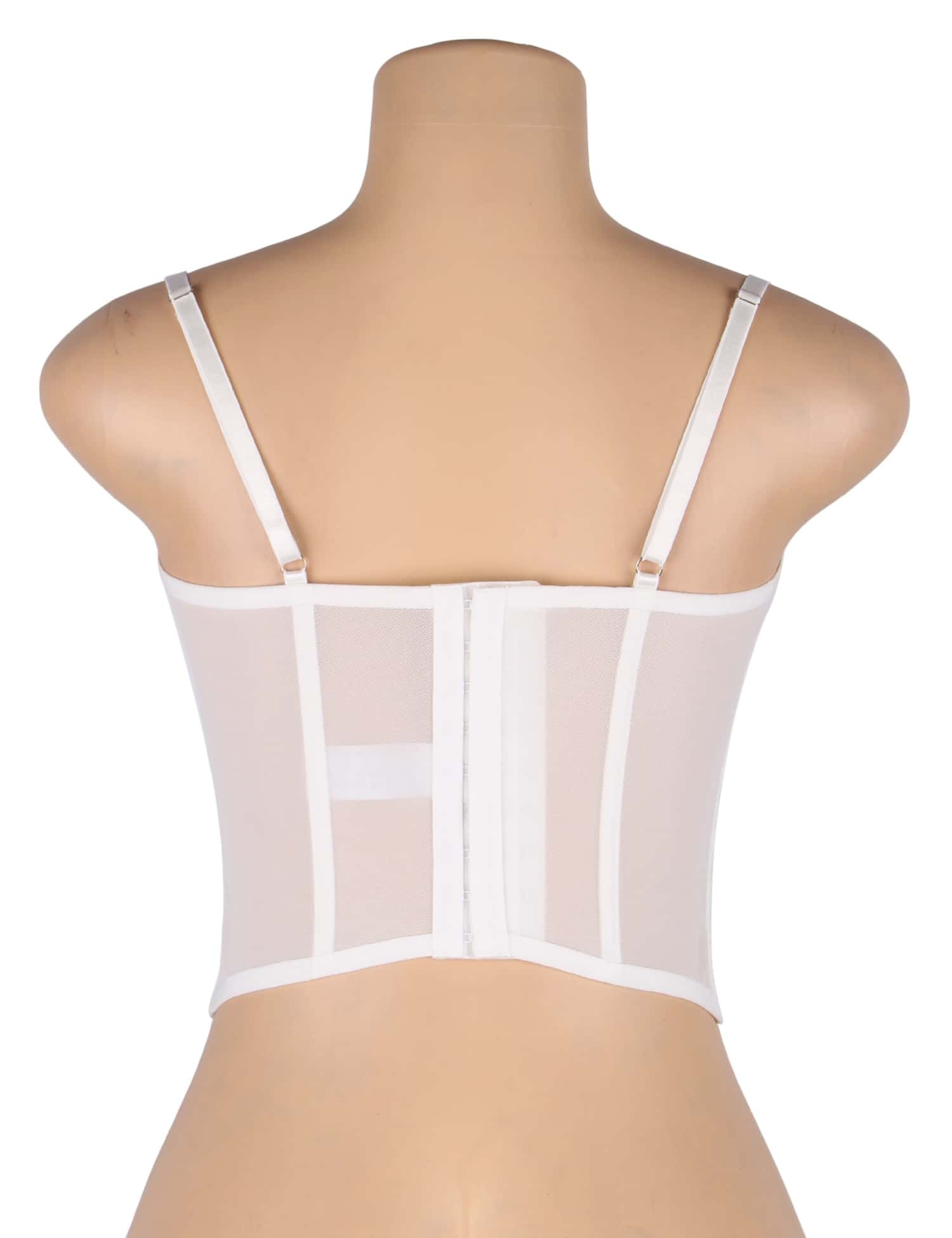 White 9 Bones Sexy Lace Suspender Corset Bra Top - Image 11