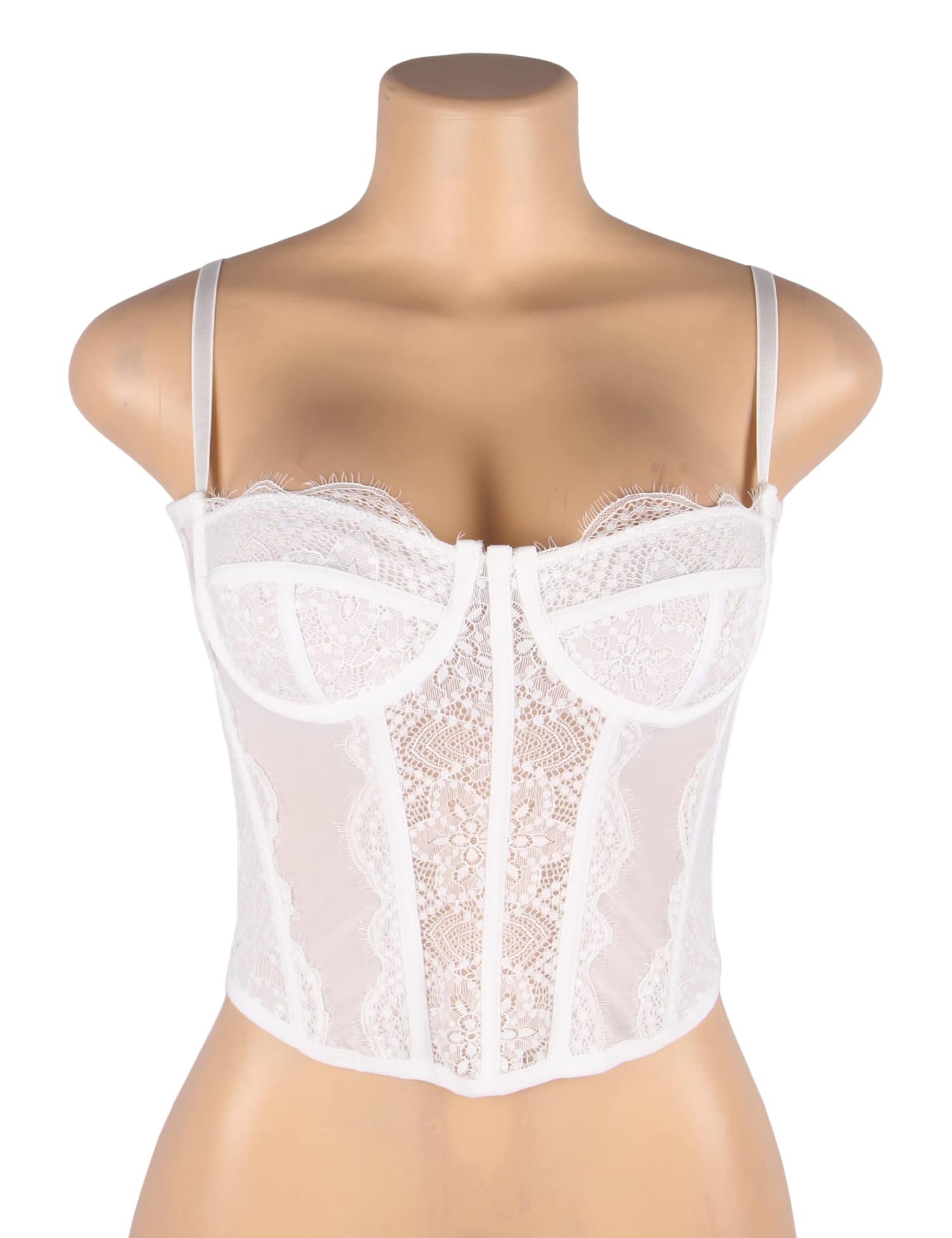 White 9 Bones Sexy Lace Suspender Corset Bra Top - Image 8