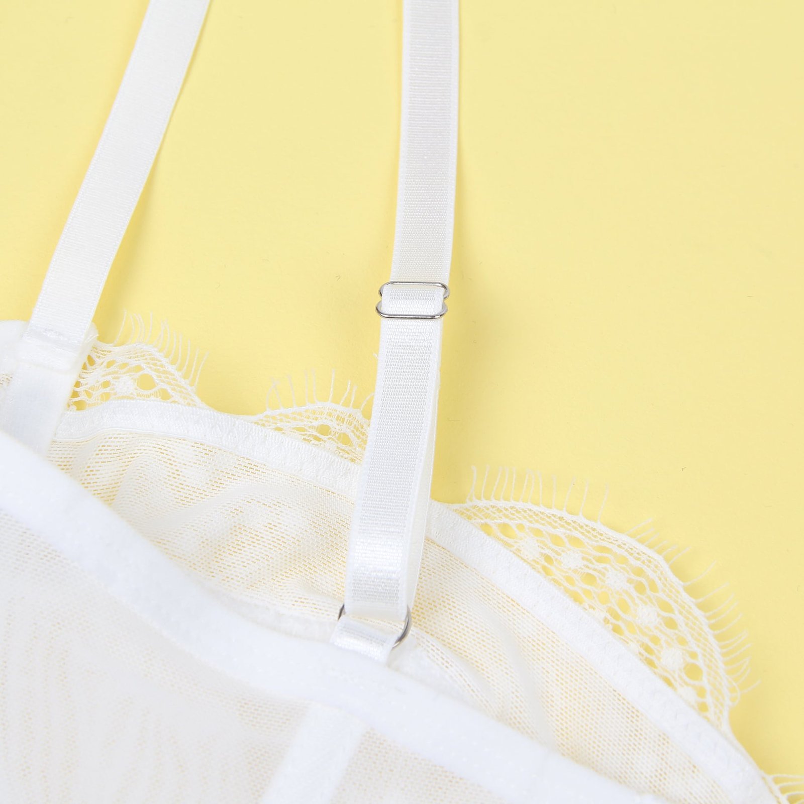 White 9 Bones Sexy Lace Suspender Corset Bra Top - Image 12