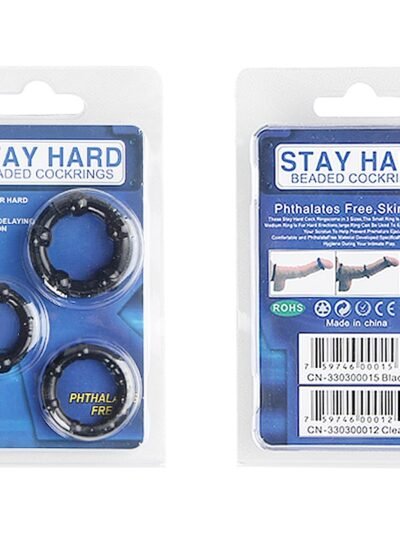Black 3 Penis Rings Set Beaded Cock Ring To Delay Ejaculation