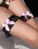 A Pair Of Sexy Black Lace Bow Leg Rings