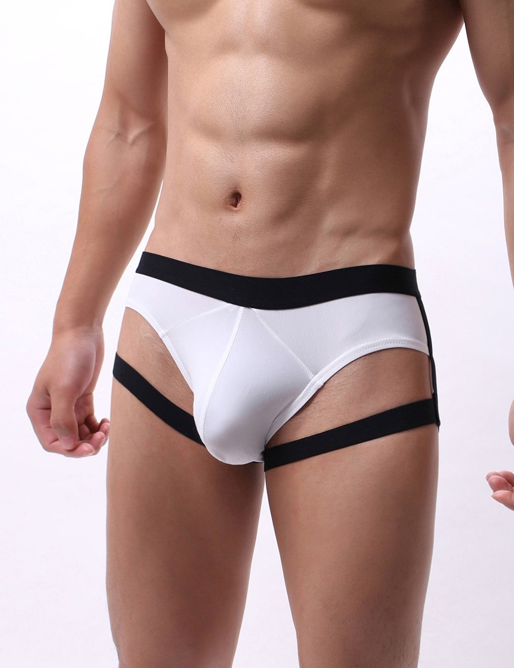 White Ice Silk Strappy Sexy Men's Underwear - Image 2