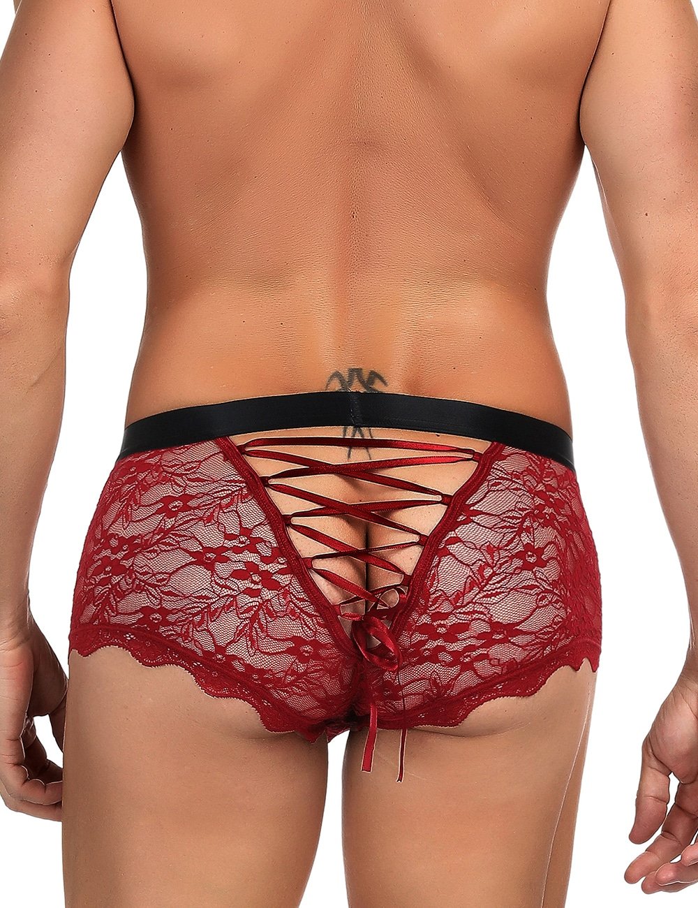 Sexy Red Lace Strappy Panty For Men - Image 2