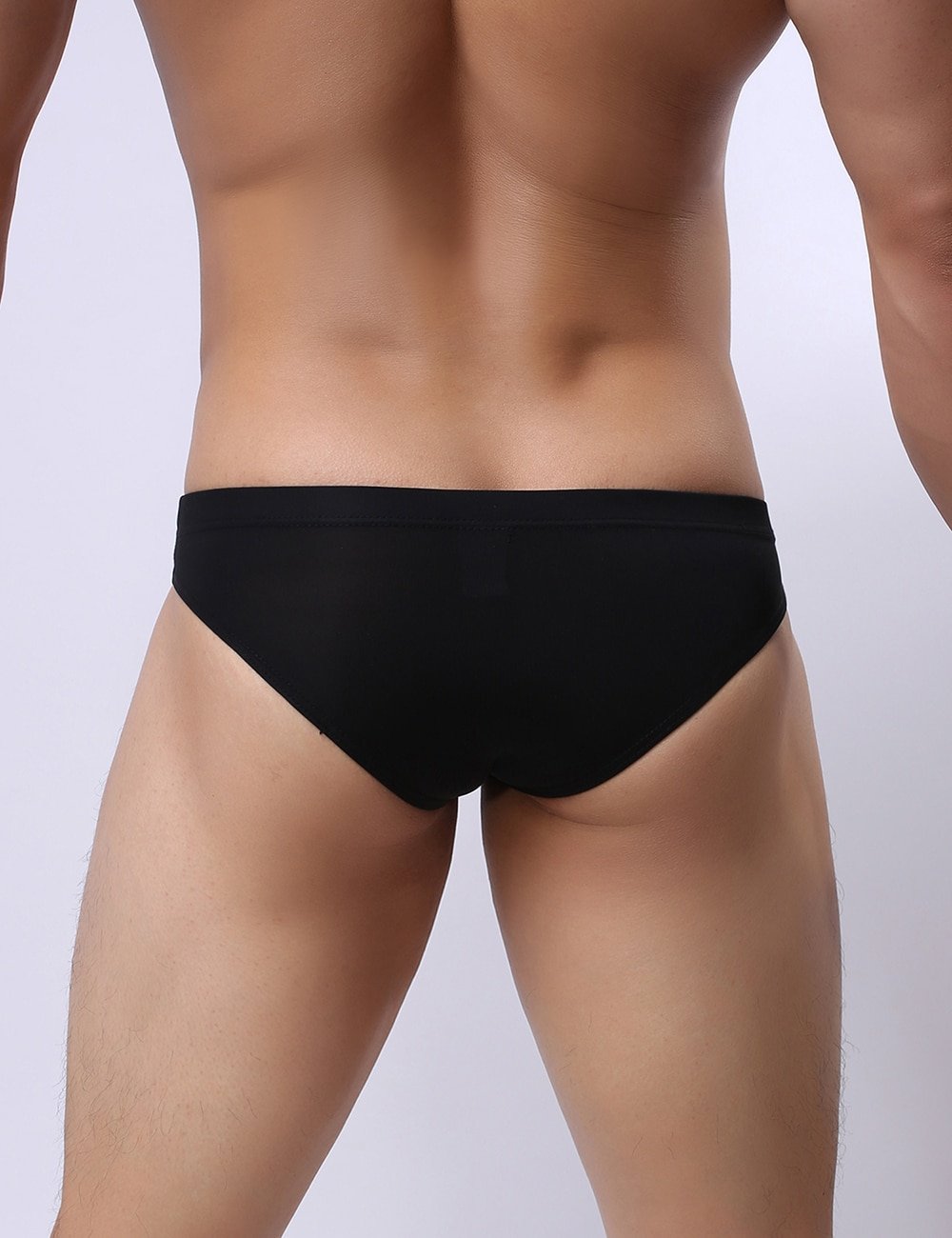 Black Sexy Hollow-Cut Ice Silk Men's Brief - Image 3