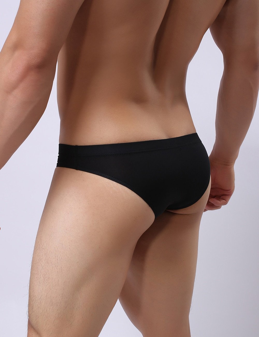 Black Sexy Hollow-Cut Ice Silk Men's Brief - Image 2
