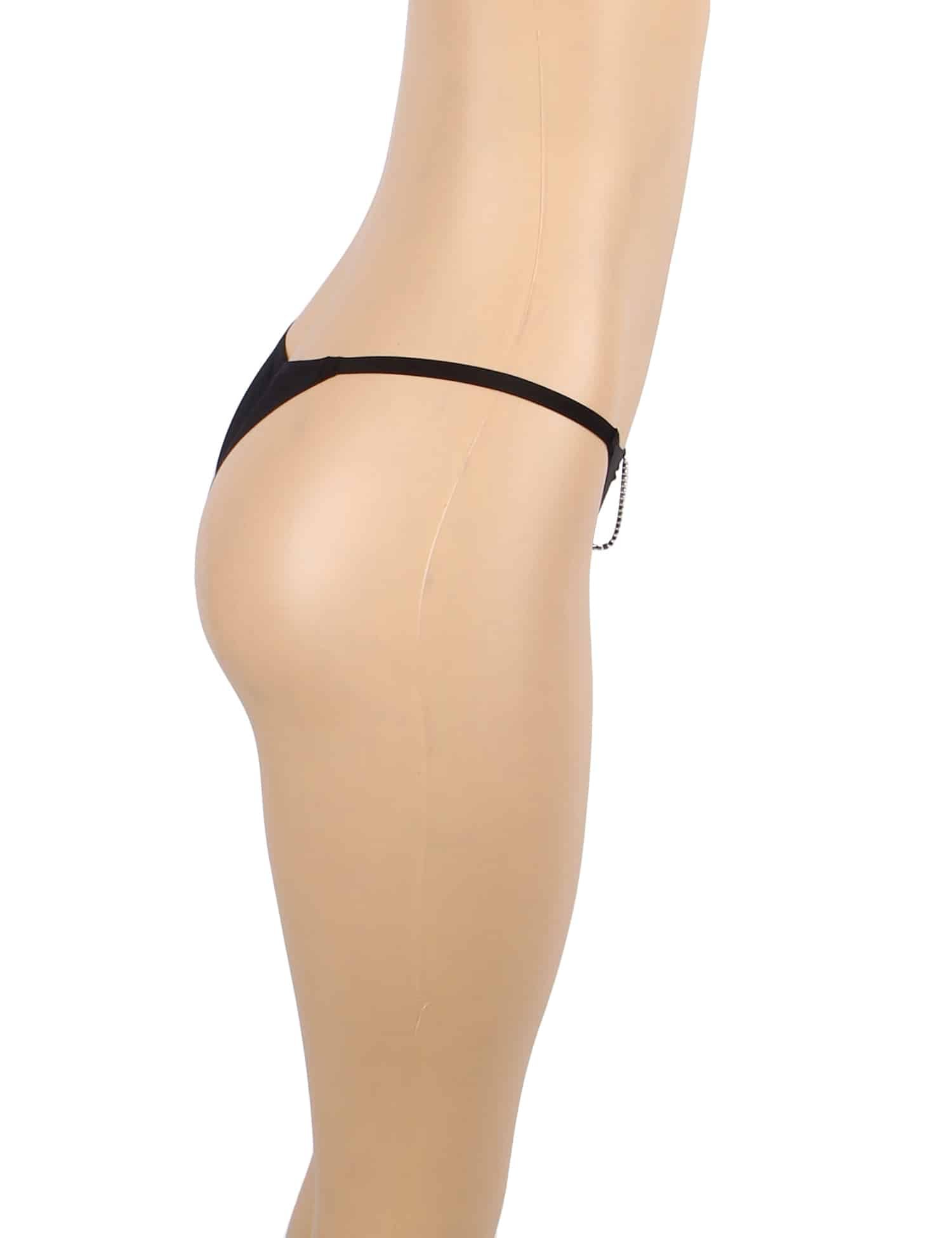 Black Sexy Women Seamless Panty With Shining Chain Pleated Design - Image 4