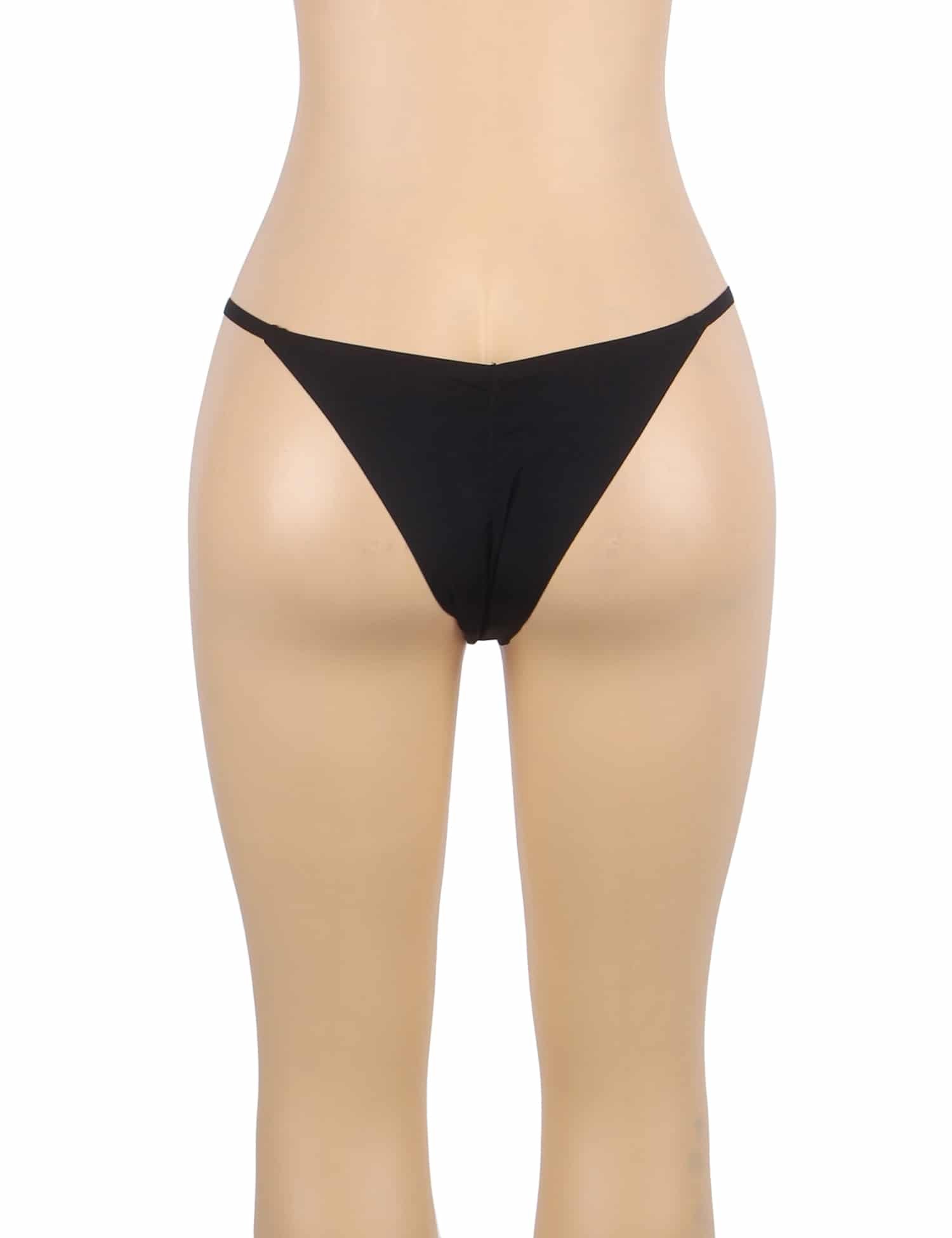 Black Sexy Women Seamless Panty With Shining Chain Pleated Design - Image 5