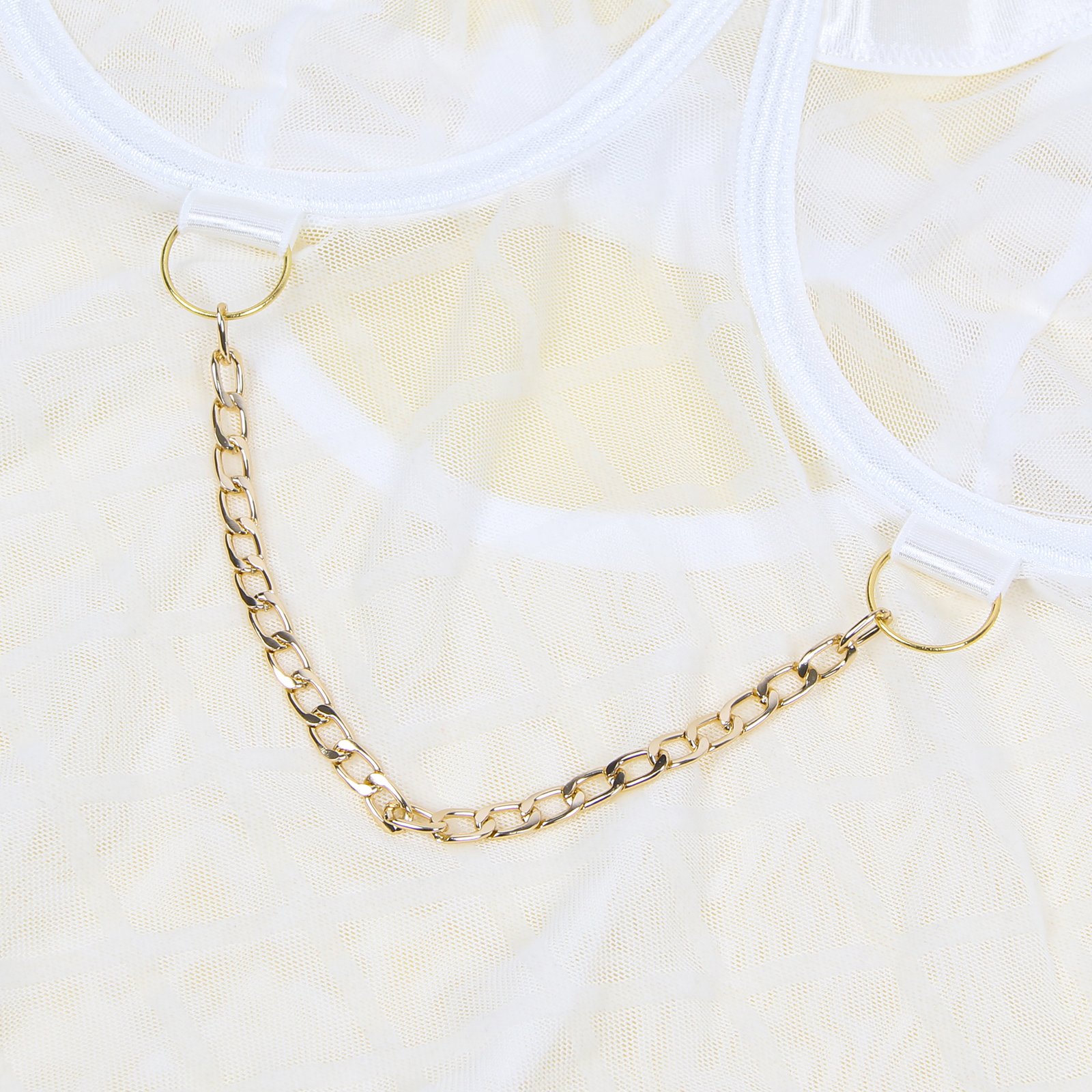 White Mesh Chain Bodysuit - Image 10