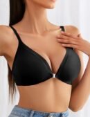 Black Front Closure Removable Pads Women Seamless Bra