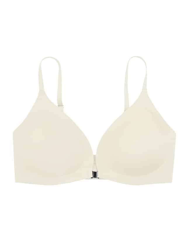 Beige Front Closure Removable Pads Women Seamless Bra - Image 5