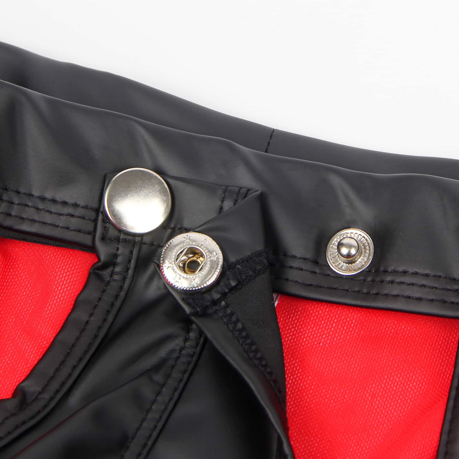 Red Sexy Mesh Openable Crotch Imitation Leather Men's Boxer Underwear - Image 6
