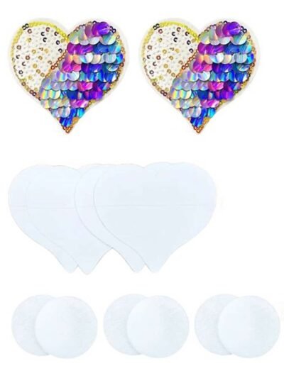 Sexy Sequined Heart Shape Nipple Pasties With Two Pairs Of Replaceable Pasties