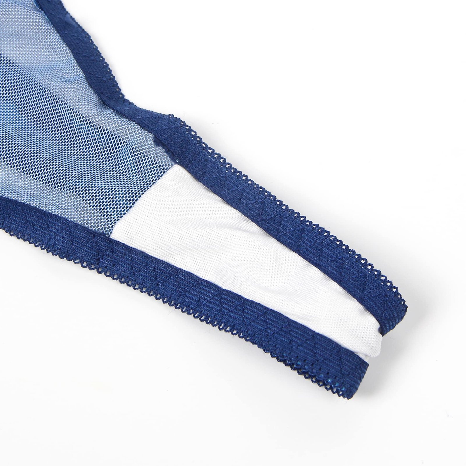 Blue Mesh Printed Sexy 5 Piece Bra Set - Image 11