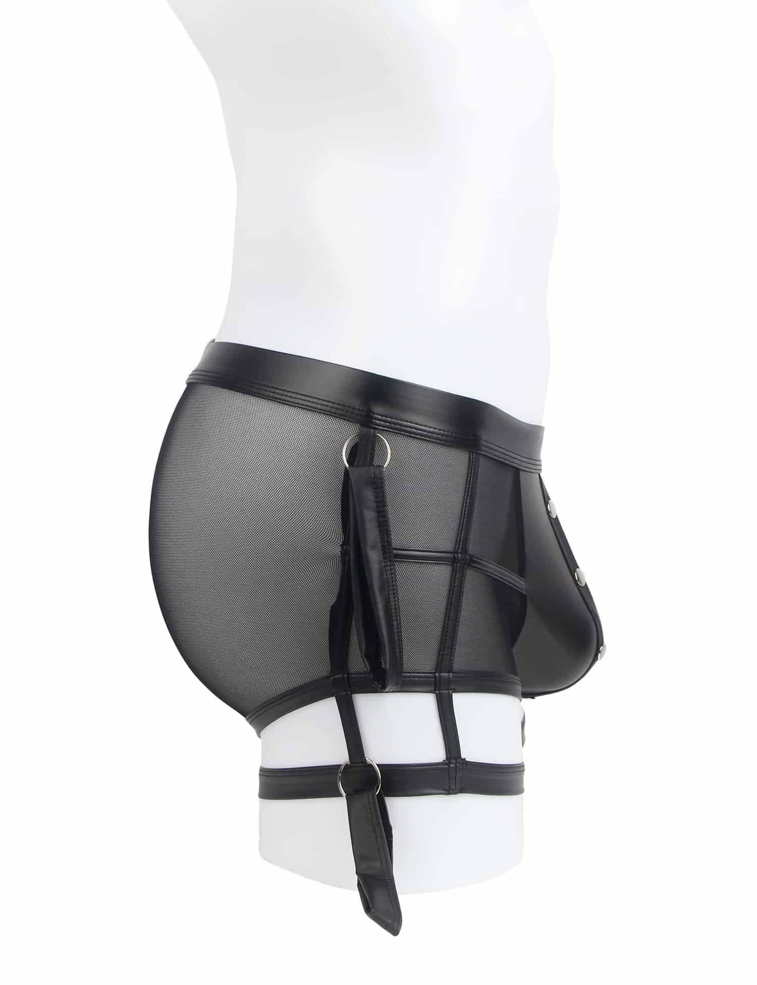 Black Sexy PU Leather See Through Men Briefs - Image 7