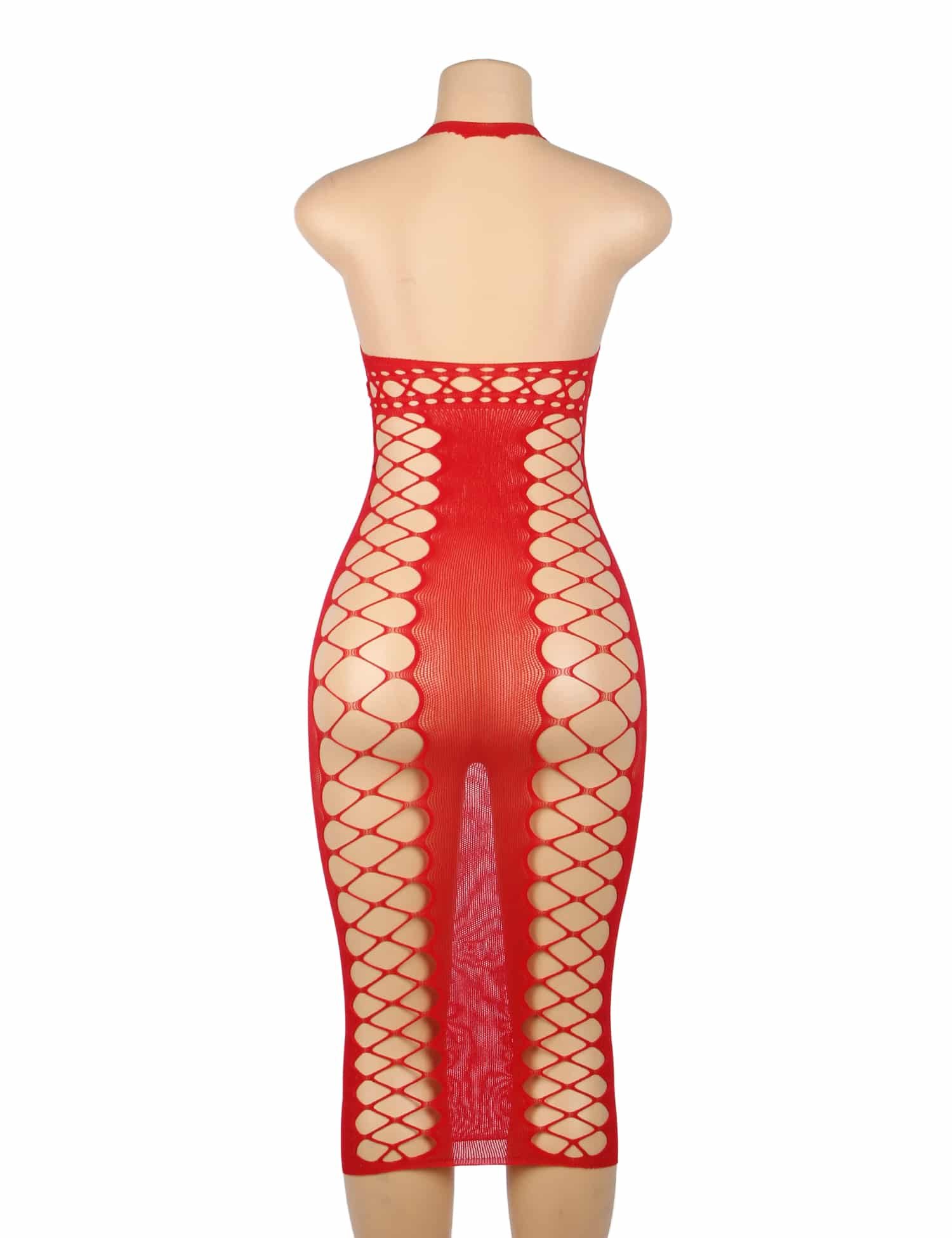Red Sexy Fishnet Hollow Out Long Lingerie Babydolls - Image 11