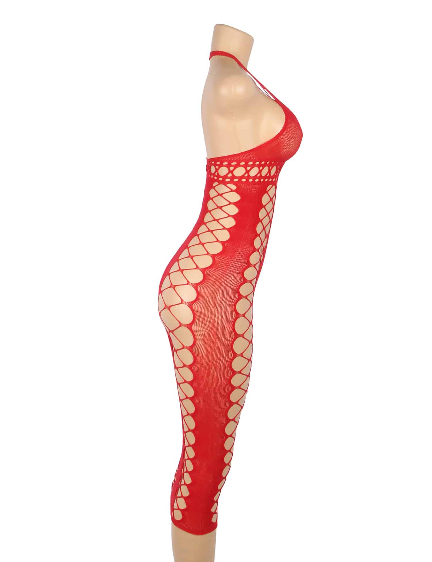 Red Sexy Fishnet Hollow Out Long Lingerie Babydolls - Image 10