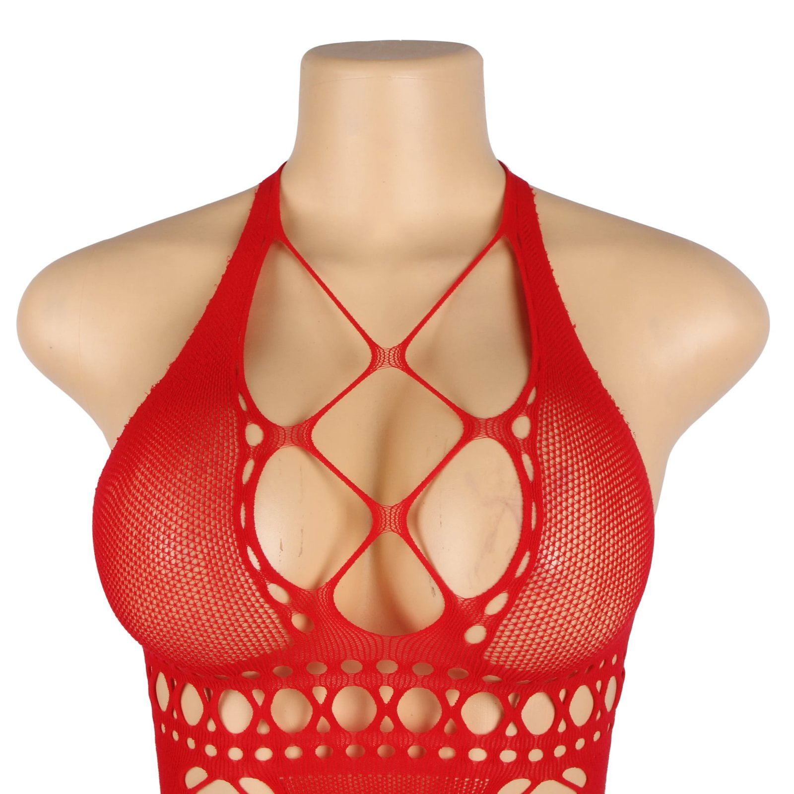 Red Sexy Fishnet Hollow Out Long Lingerie Babydolls - Image 12