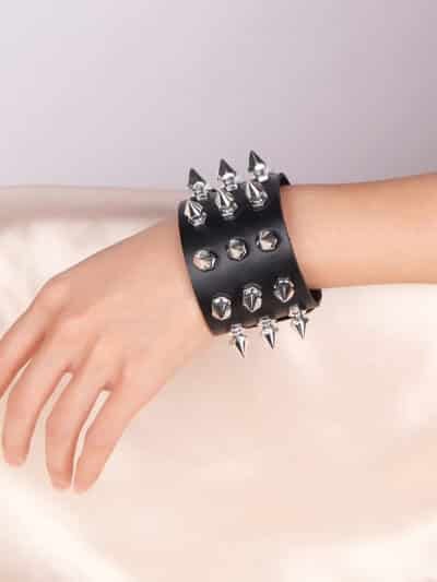 Black PU Punk Gothic Rivet Bracelet
