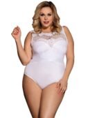 White Sexy Eyelash Lace Open Crotch Sleeveless Bodysuit