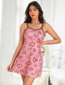 Pink Print Suspender Home Wear Pajama
