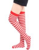 Christmas Red Striped Mesh Stockings