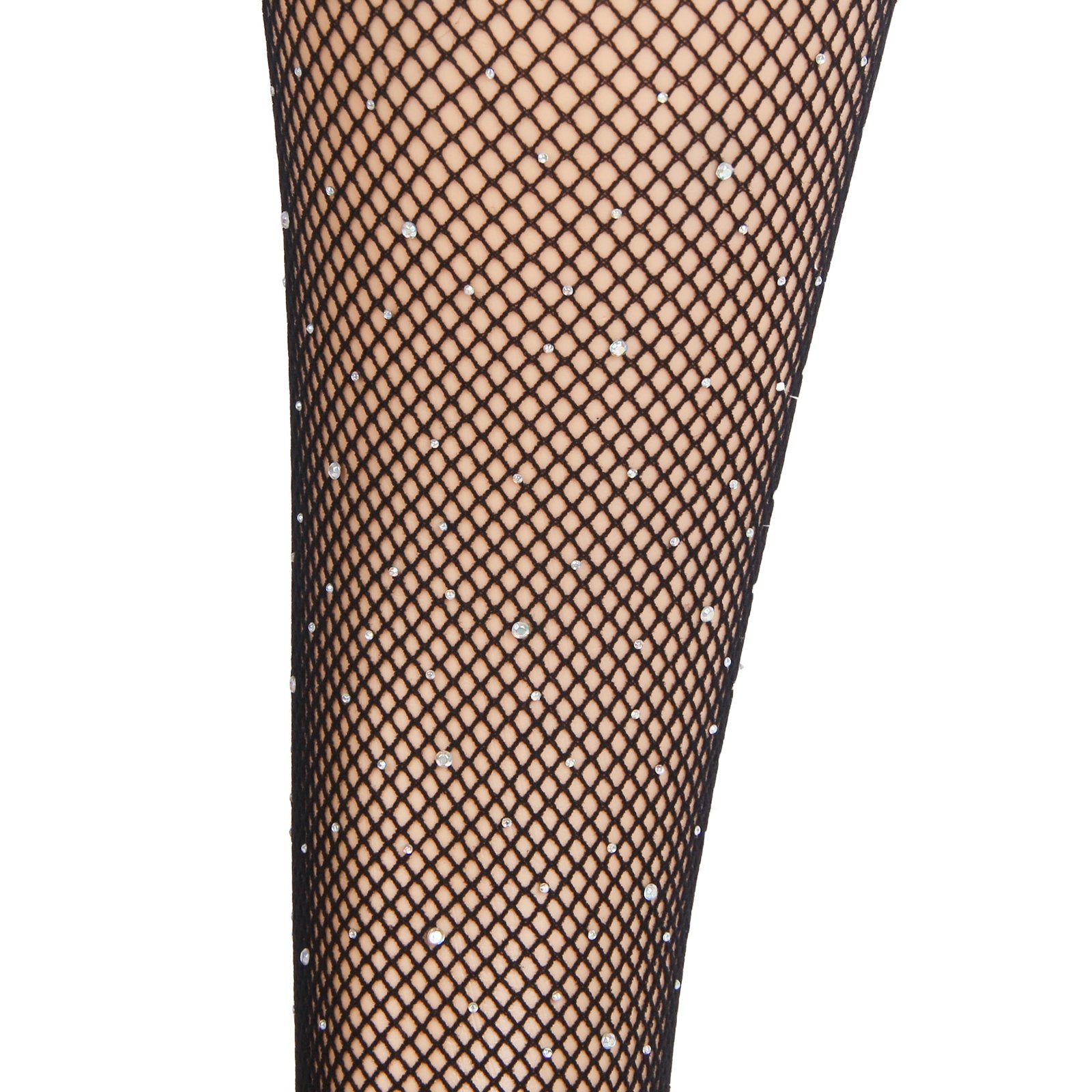 Black Sexy Lace Rhinestone Fishnet Stockings With Silicone - Image 11