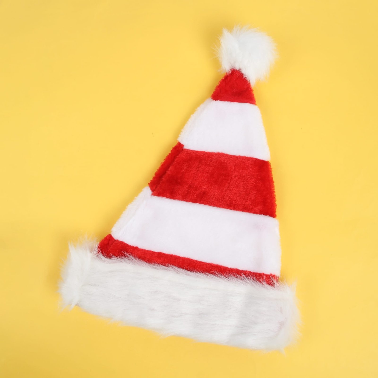 Red Plush Striped Santa Hat - Image 4