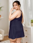 Stretchy Nightdress Deep V-neck Modal Plus Size Sleepwear with G String