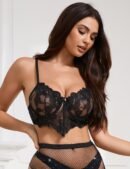 Black Floral Lace Underwire Bra