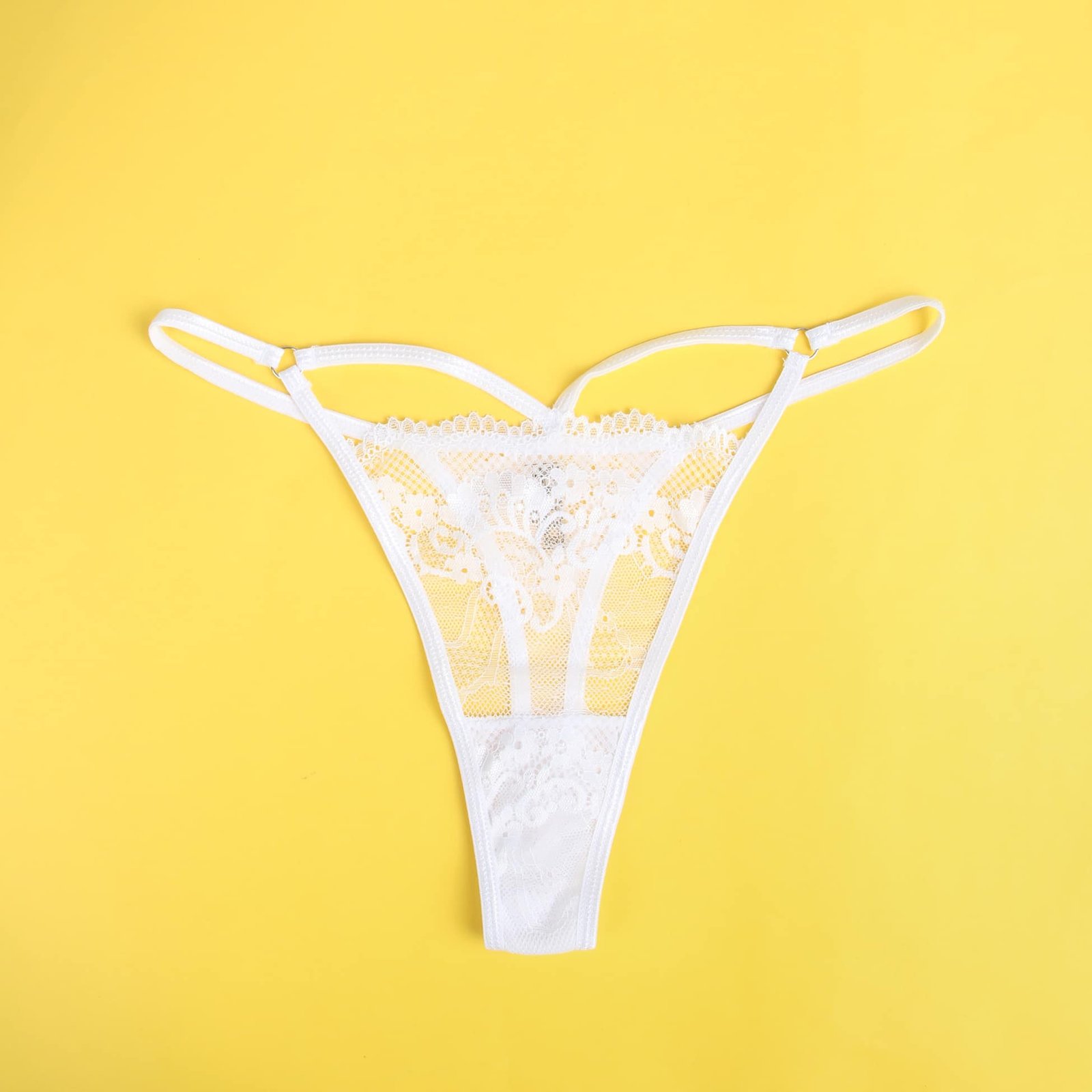 White Sexy Lace Hollow Out Women Thong Underwear - Image 9