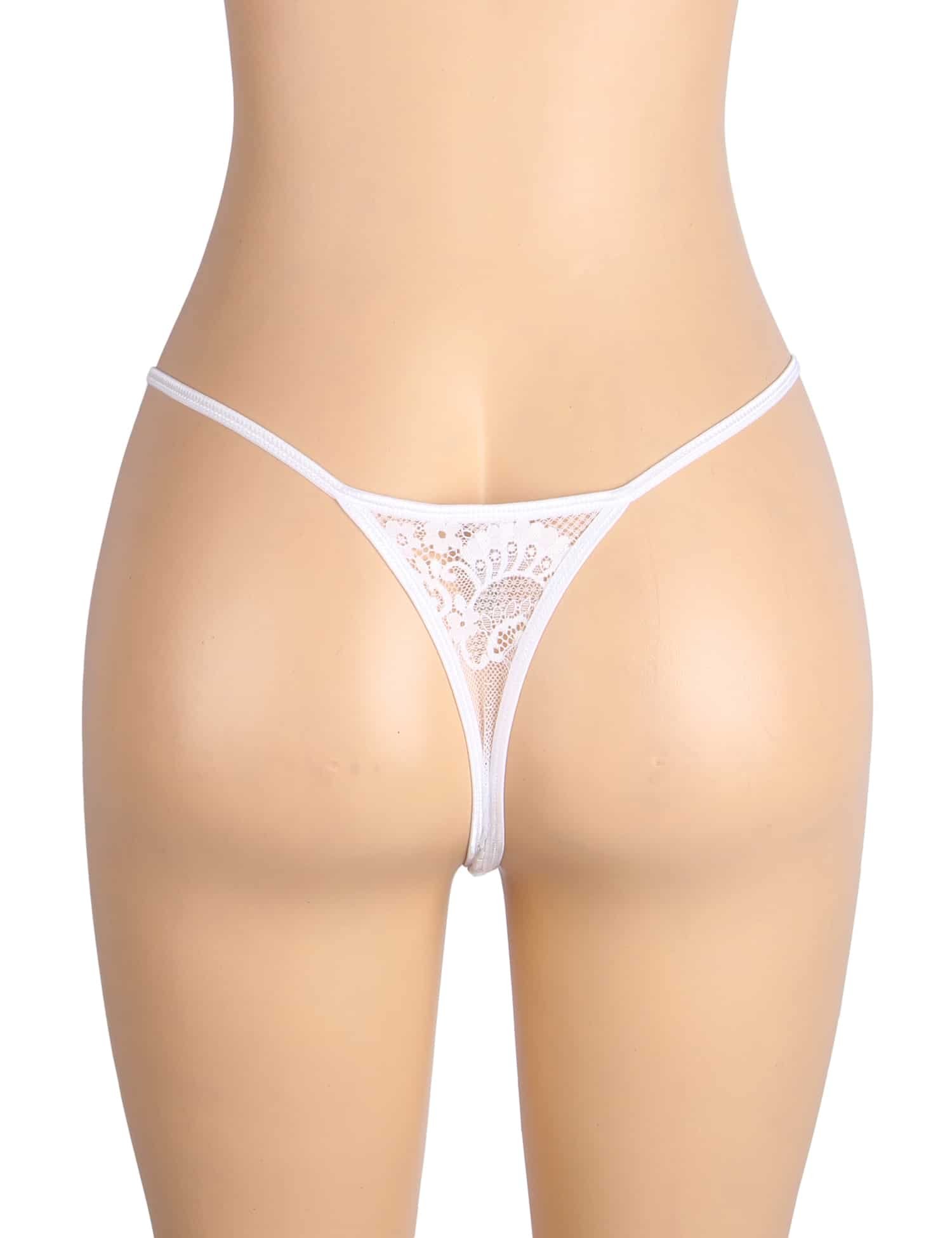 White Sexy Lace Hollow Out Women Thong Underwear - Image 8
