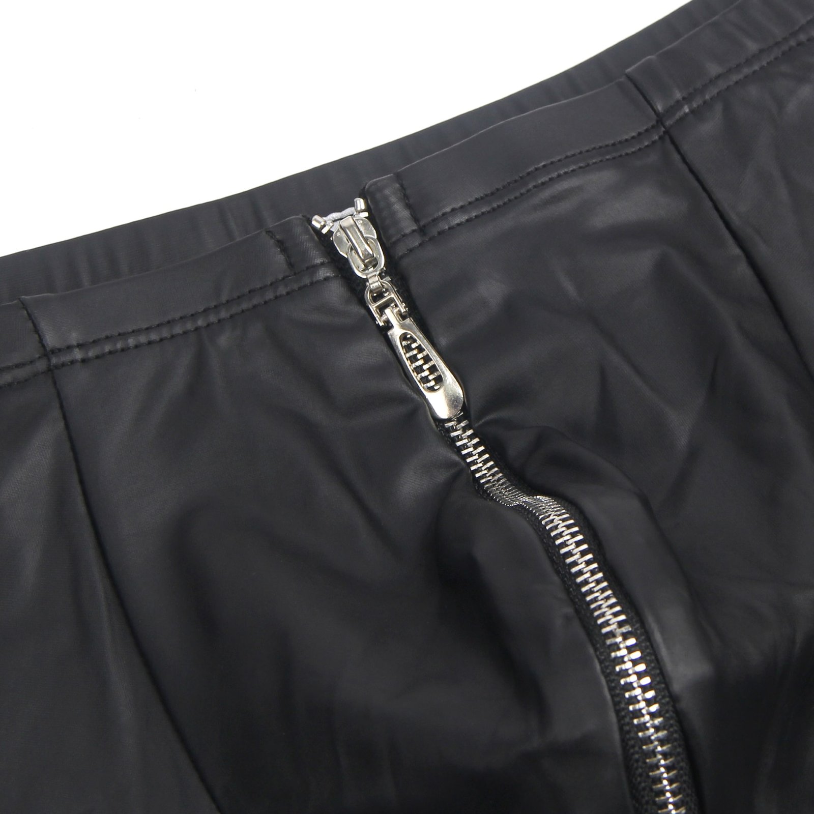 Black Sexy PU Men Underwear With Zipper - Image 11