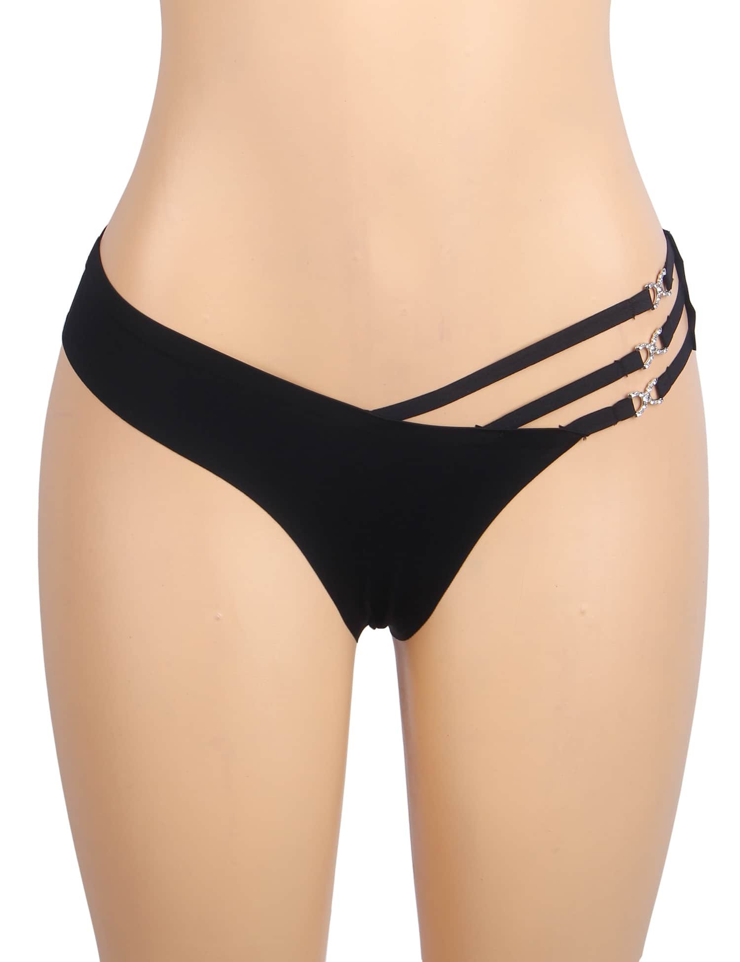 Black Sexy Swimsuit Cloth Rhinestones Seamless Panty - Image 6