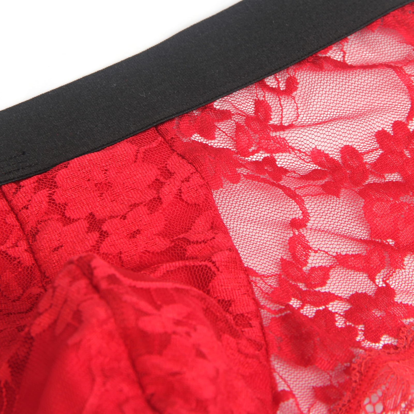 Burgundy Sexy Lace See Through Men Underwear - Image 12