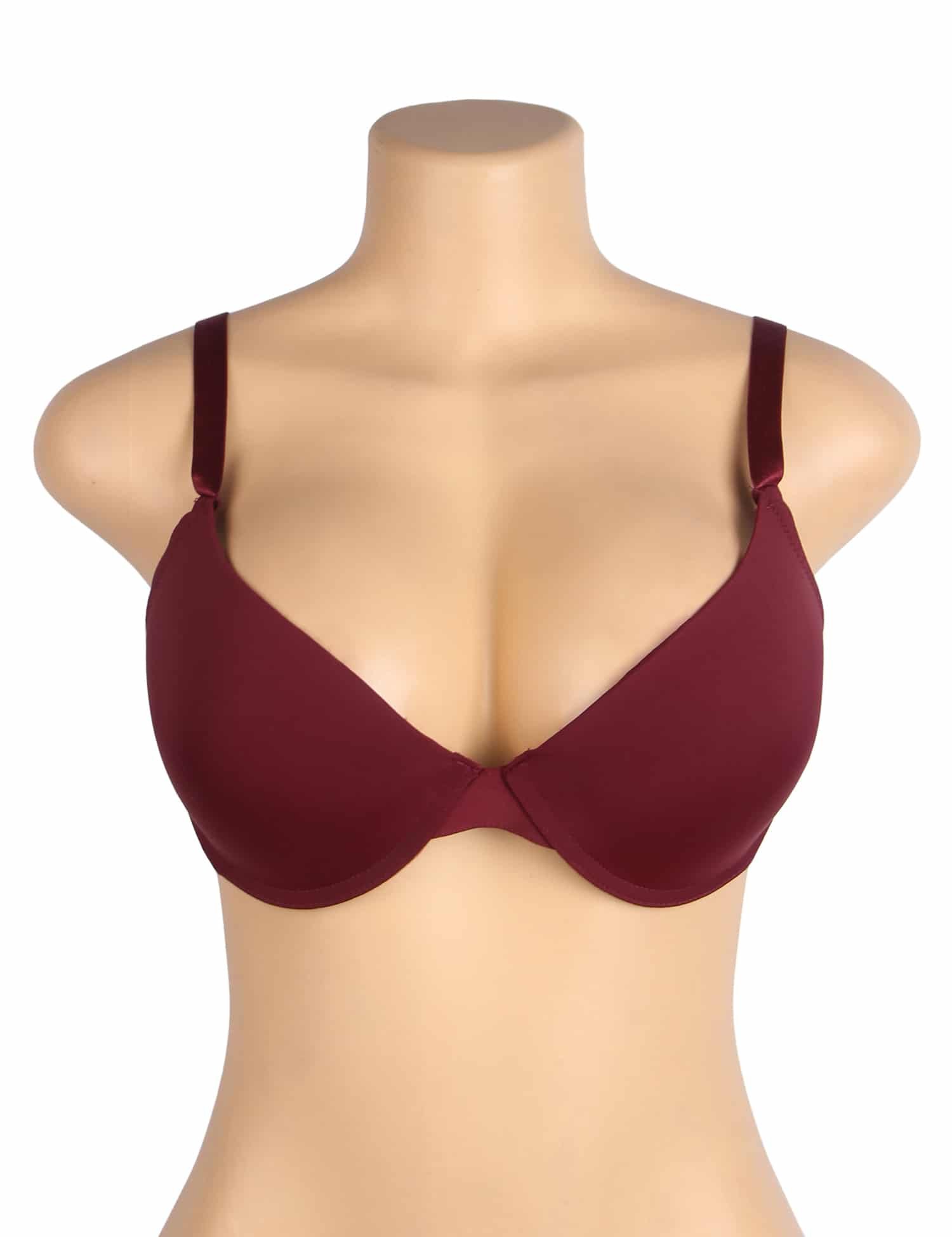 Burgundy Simple Smooth Women Underwire Bra - Image 5