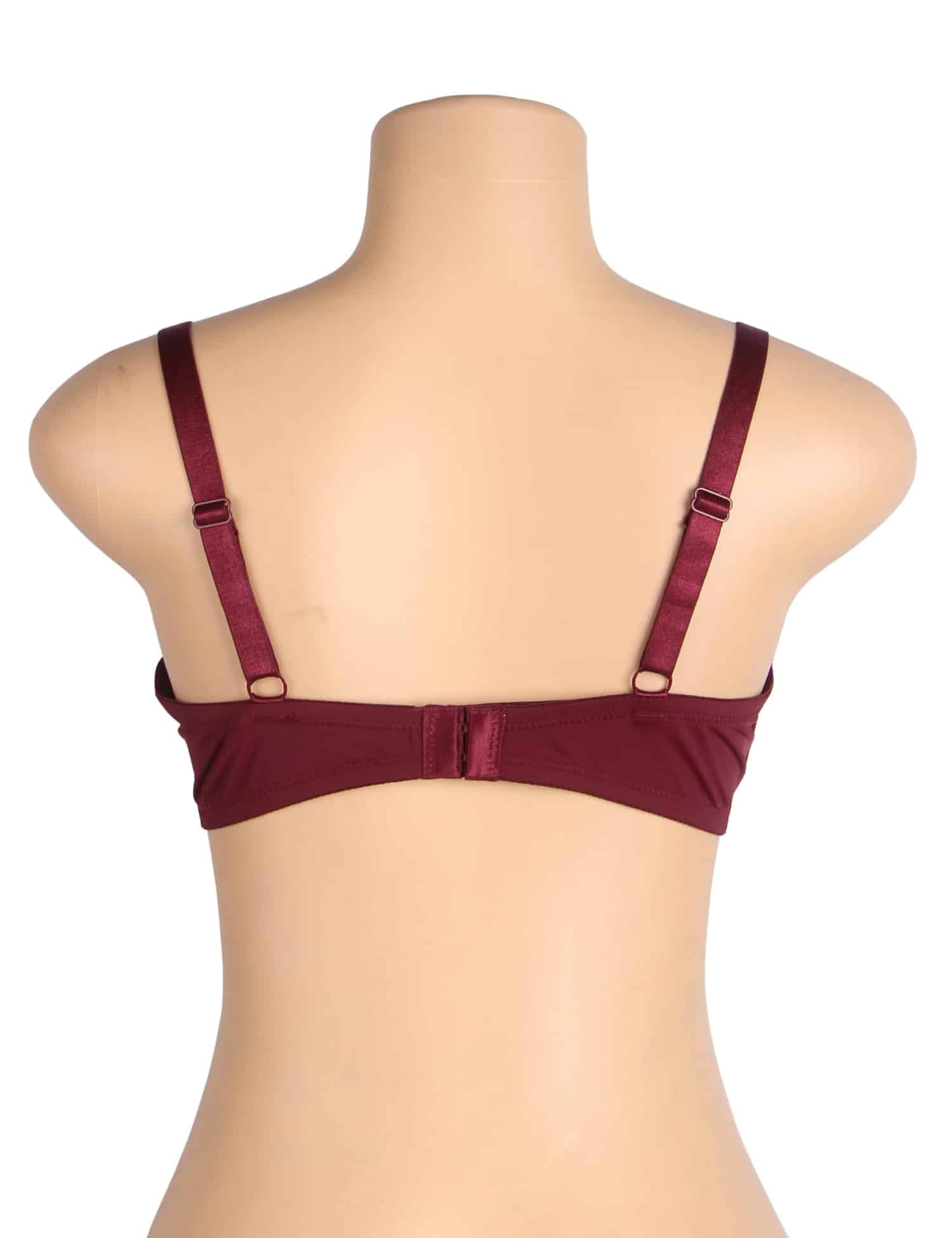 Burgundy Simple Smooth Women Underwire Bra - Image 8
