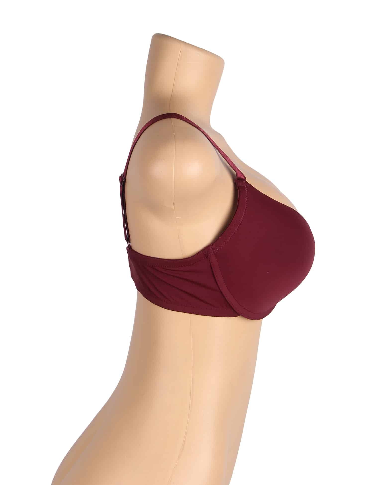Burgundy Simple Smooth Women Underwire Bra - Image 7